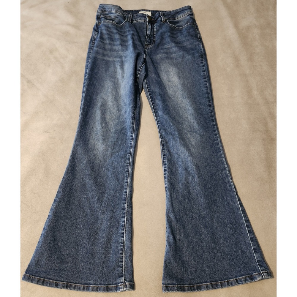 Maurices Everflex Jeans Women's 12 High Rise Flare Bootcut Stretch Medium Wash